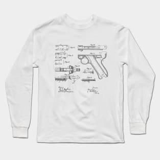 Gun Design vintage patent drawing Long Sleeve T-Shirt